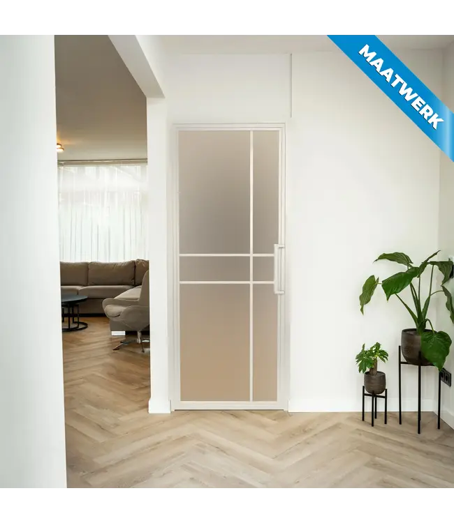 Stalen Binnendeur - Wit - 6 Vlaks - Maatwerk - Kathedraalglas - Luxe design