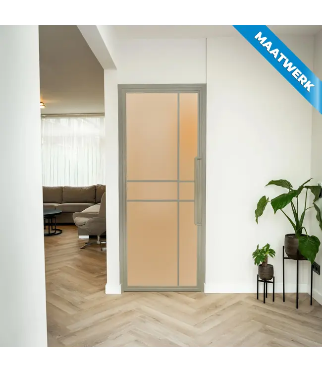 Stalen Binnendeur - Kiezelgrijs - 6 Vlaks - Maatwerk - Kathedraalglas - Luxe design