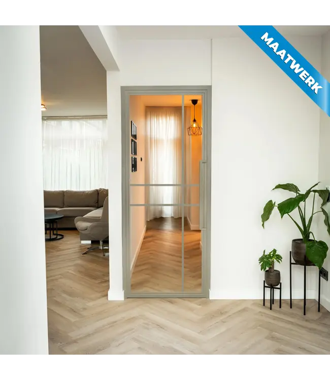 Stalen Binnendeur - Kiezelgrijs - 6 Vlaks - Maatwerk - Kathedraalglas - Luxe design
