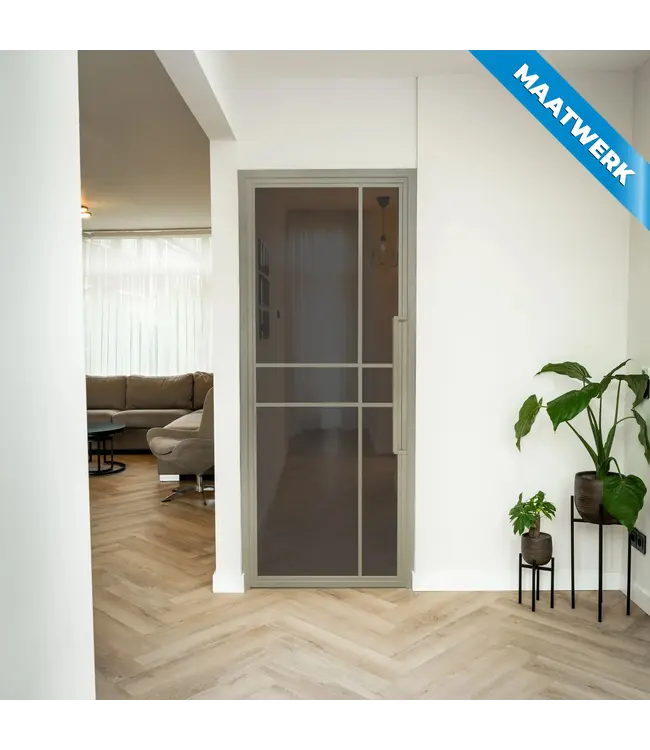 Stalen Binnendeur - Kiezelgrijs - 6 Vlaks - Maatwerk - Kanaalglas - Luxe design