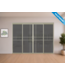 Dubbele stalen Schuifdeuren met koofsysteem en glaspanelen - Kiezelgrijs - 6 Vlaks - Maatwerk - Helder glas - Luxe design