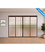Dubbele stalen Schuifdeuren met koofsysteem en glaspanelen - 6 Vlaks - Brons - Maatwerk - Luxe design - Mat glas
