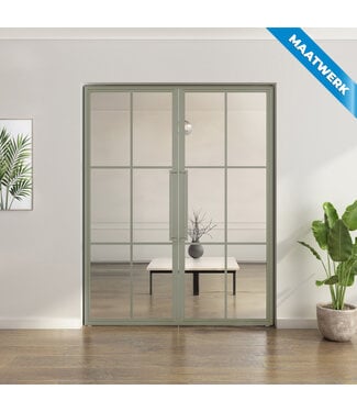 Dubbele stalen taatsdeur - Kiezelgrijs - Maatwerk - 6 Vlaks - Helder glas