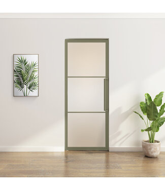 Stalen Taatsdeur - Olijfgroen - 3 Vlaks - Mat glas