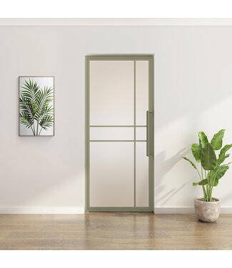 Stalen taatsdeur - Olijfgroen - 6 Vlaks - Mat glas - Luxe design