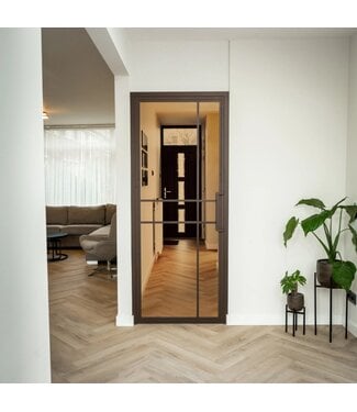 OUTLET: Stalen Binnendeur - Brons - 6 Vlaks Luxe design - kozijnmaat 2380x1019mm - Brons rookglas