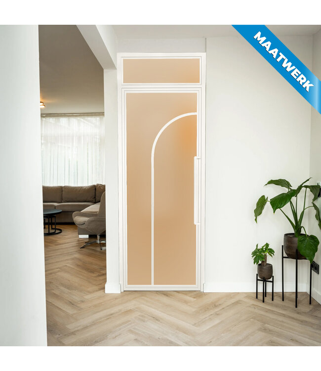 Stalen Binnendeur met bovenlicht - Wit - 2 Vlaks rond - Maatwerk - Helder glas