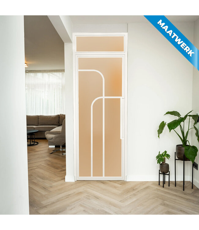 Stalen Binnendeur met bovenlicht - Wit - 4 Vlaks rond - Maatwerk - Rookglas