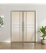 Dubbele stalen taatsdeur - Kiezelgrijs - 6 Vlaks - Helder glas - Luxe design*