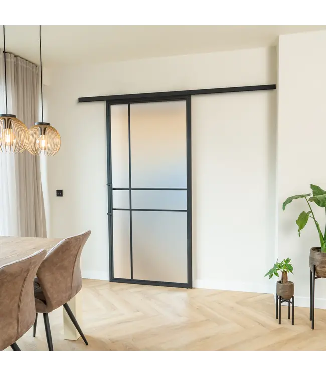 Stalen Schuifdeur met koofsysteem - 6 Vlaks - Kathedraalglas - Luxe design