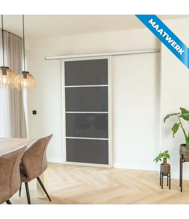 Stalen Schuifdeur met koofsysteem - Wit - 4 Vlaks - Maatwerk - Kanaalglas