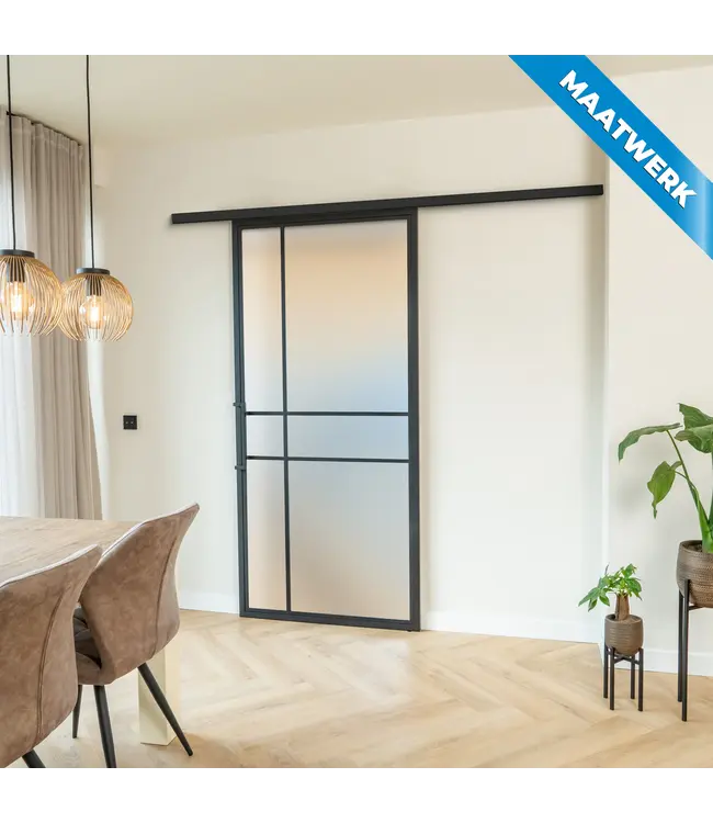 Stalen Schuifdeur met koofsysteem - 6 Vlaks - Maatwerk - Kathedraalglas - Luxe design