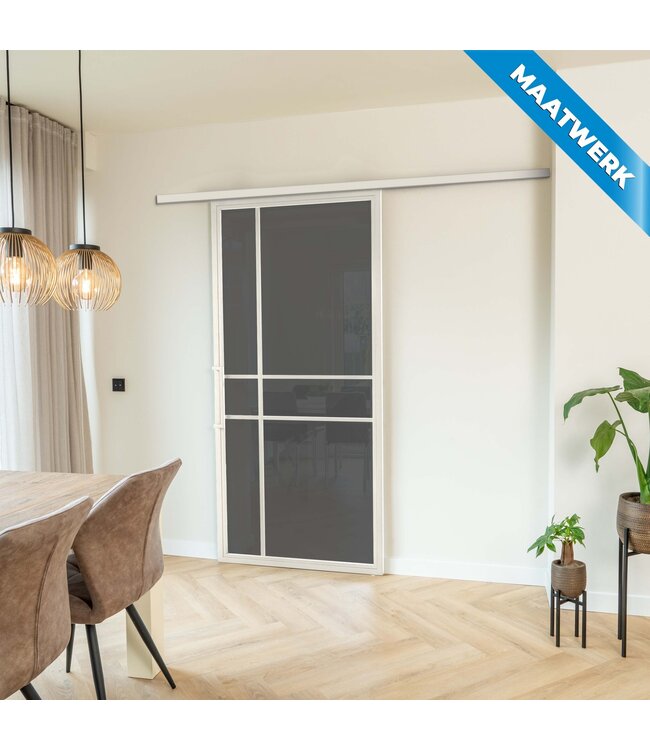 Stalen Schuifdeur met koofsysteem - Wit - 6 Vlaks - Maatwerk - Kathedraalglas - Luxe Design