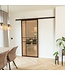 Stalen Schuifdeur met koofsysteem - 6 Vlaks - Brons - Mat glas - Luxe design*