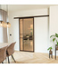 Stalen Schuifdeur met koofsysteem - 6 Vlaks - Brons - Rook glas - Luxe design*