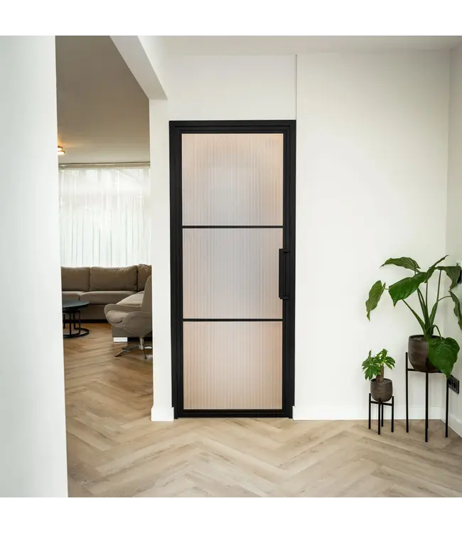 Stalen Binnendeur - Zwart - 3 Vlaks - Helder glas