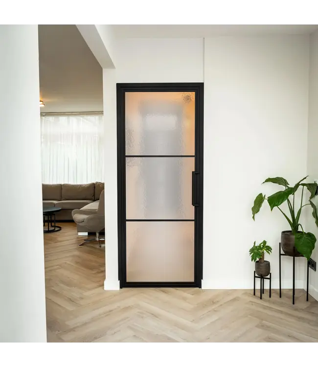 Stalen Binnendeur - Zwart - 3 Vlaks - Helder glas