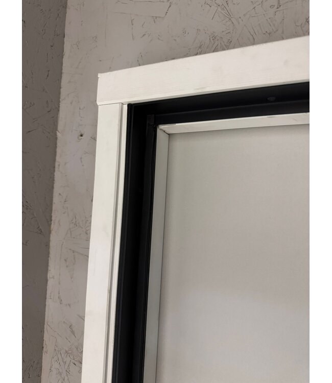 OUTLET: Stalen inzetdeur - Zwart - 6 Vlaks - 2177x874mm - Helder Glas - Luxe design - Linksdraaiend