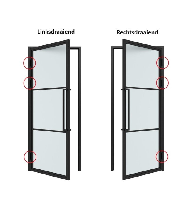 Dubbele stalen Binnendeur - Zwart - 6 Vlaks - Maatwerk - Helder glas - 2100x1950mm