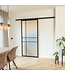 Stalen Schuifdeur met koofsysteem - Zwart - 6 Vlaks - Rook glas - Luxe design*