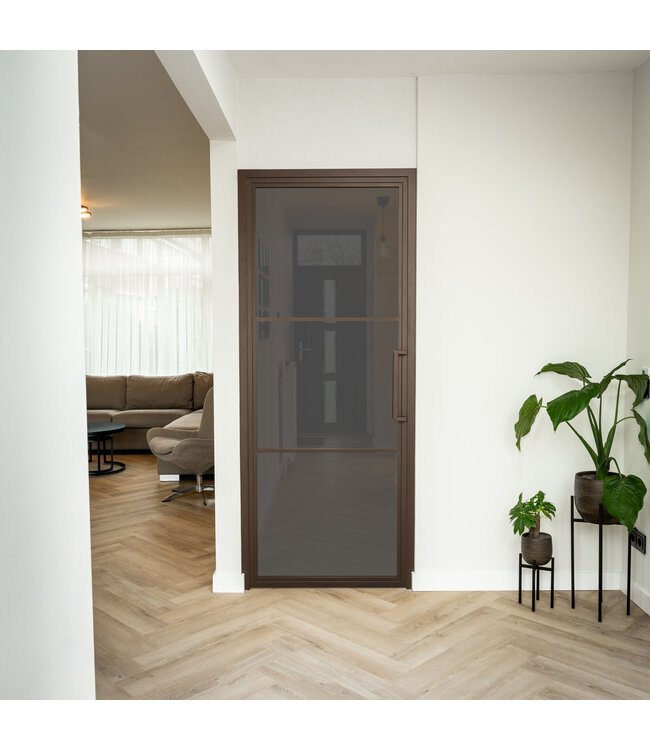 Stalen Binnendeur - Brons - 3 Vlaks - Mat glas*