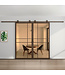 Dubbele stalen schuifdeur - 6 Vlaks - Brons - Mat glas - Luxe design*