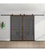 Dubbele stalen schuifdeur - 6 Vlaks - Brons - Brons rook glas - Luxe design*