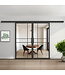 Dubbele stalen schuifdeur met koofsysteem - Zwart - 6 Vlaks - Rook glas - Luxe design*