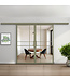 Dubbele stalen schuifdeur met koofsysteem - 6 Vlaks - Olijfgroen - Mat glas - Luxe design*