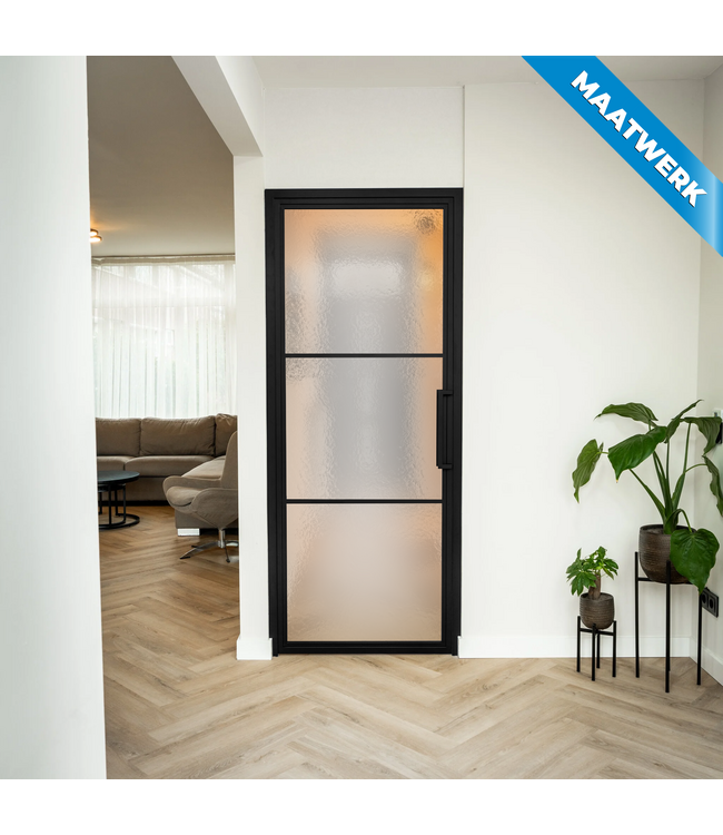 Stalen Binnendeur - Zwart - 3 Vlaks - Maatwerk - Helder glas