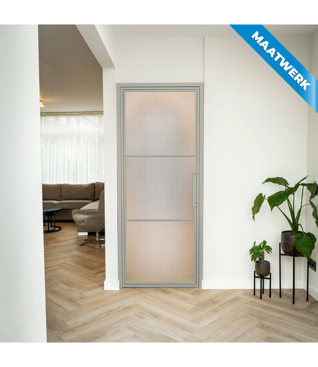 Stalen Binnendeur - Kiezelgrijs - 3 Vlaks - Maatwerk - Helder glas