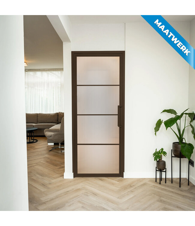 Stalen Binnendeur - 4 Vlaks - Brons - Maatwerk - Brons rook glas
