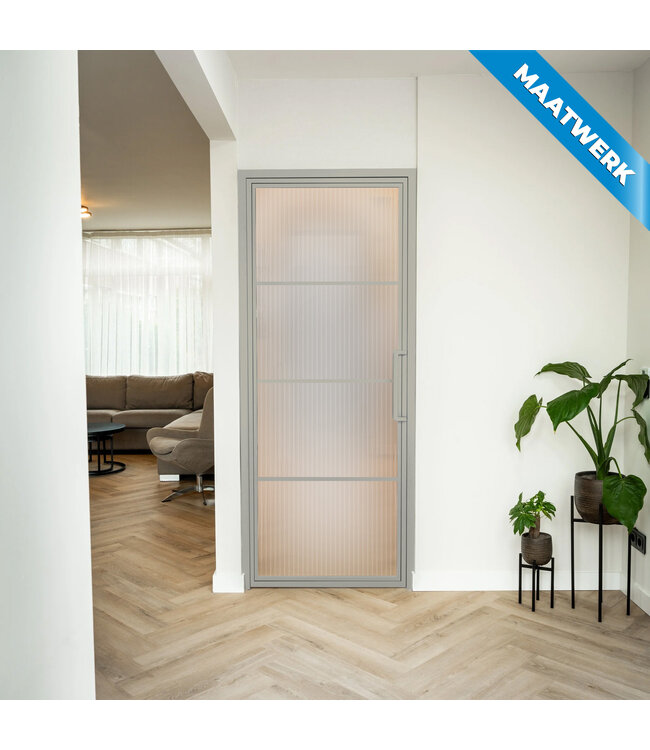 Stalen Binnendeur - Kiezelgrijs - 4 Vlaks - Maatwerk - Helder glas