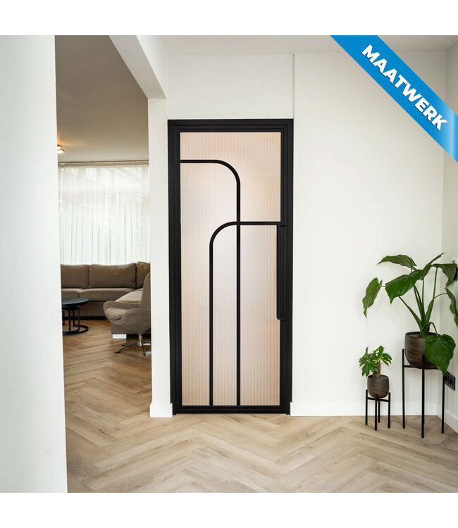 Stalen Binnendeur - Zwart - 4 Vlaks rond - Maatwerk - Matglas