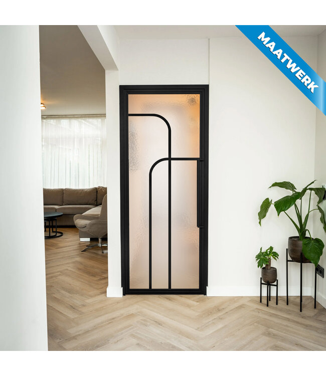Stalen Binnendeur - Zwart - 4 Vlaks rond - Maatwerk - Rookglas