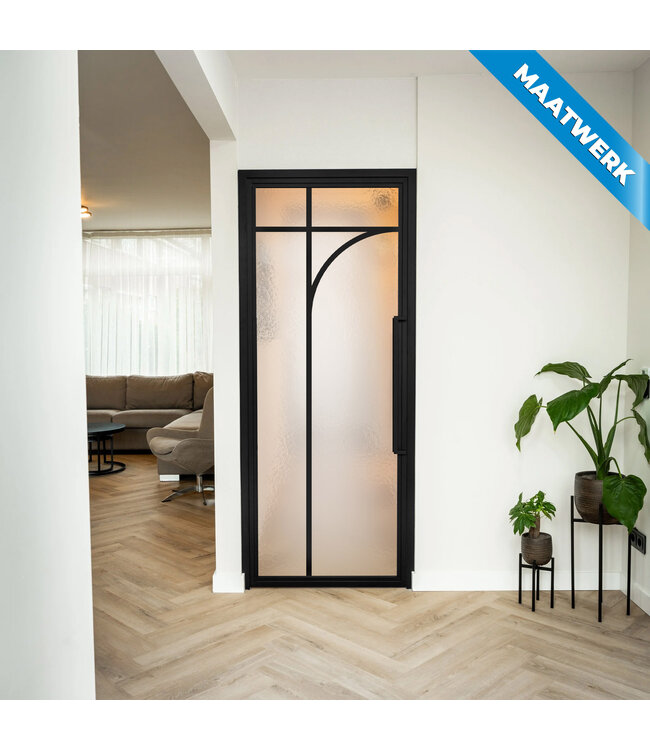 Stalen Binnendeur - Zwart - 5 Vlaks rond - Maatwerk - Helder glas
