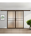 Dubbele stalen schuifdeur met koofsysteem - 6 Vlaks - Brons - Helder glas - Luxe design*