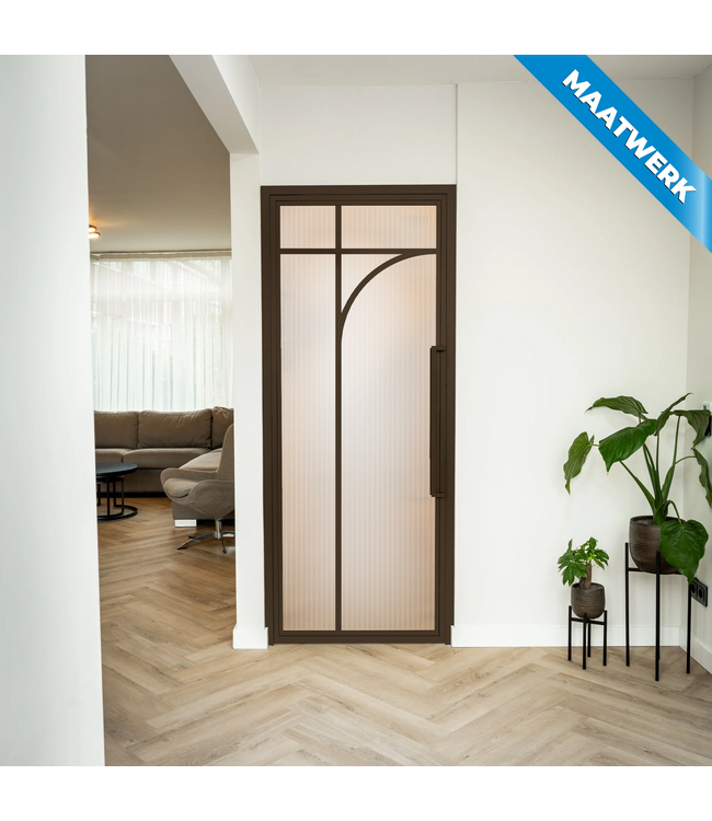 Stalen Binnendeur - Brons - 5 Vlaks rond - Maatwerk - Helder glas