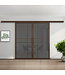Dubbele stalen schuifdeur met koofsysteem - 6 Vlaks - Brons - Brons rook glas - Luxe design*