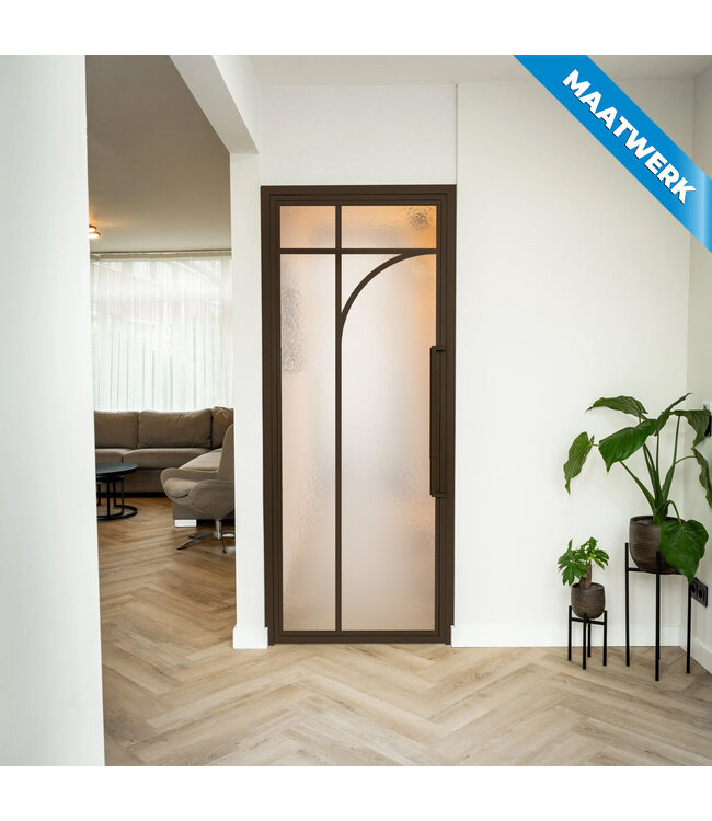 Stalen Binnendeur - Brons - 5 Vlaks rond - Maatwerk - Mat glas
