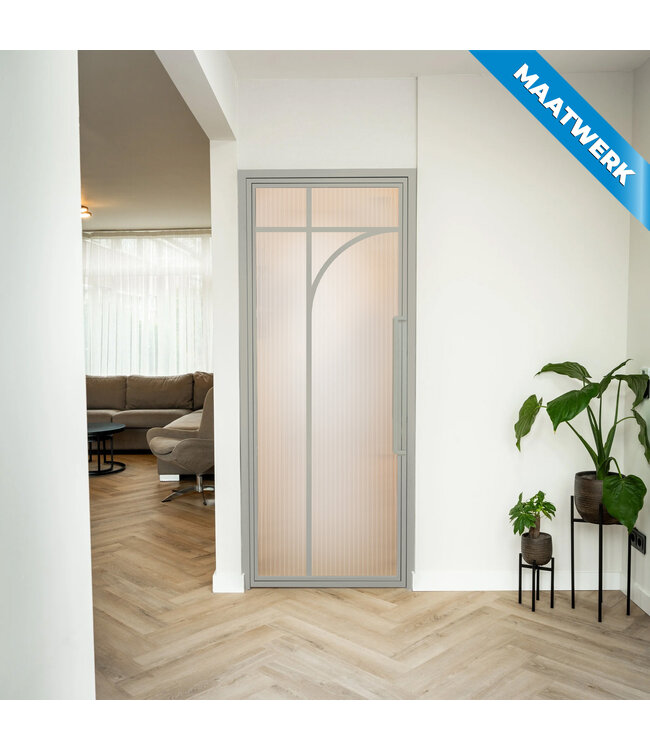 Stalen Binnendeur - Kiezelgrijs - 5 Vlaks rond - Maatwerk - Helder glas