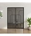 Dubbele stalen taatsdeur - Zwart - 4 Vlaks rond - Rook glas*