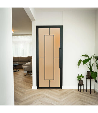 OUTLET: Stalen Binnendeur - Zwart - 5 Vlaks - Mat glas