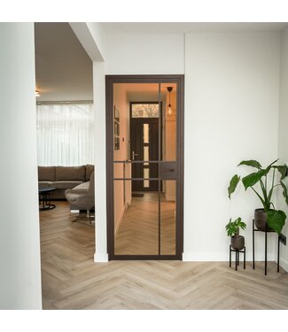 OUTLET: Stalen Binnendeur - 6 Vlaks - Brons - Brons rook glas - Met slot