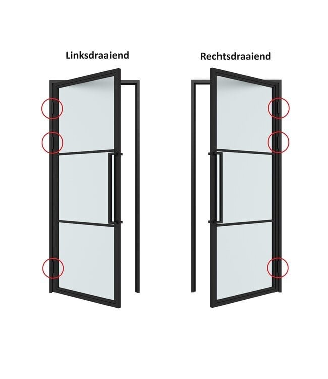 OUTLET: Stalen Binnendeur - Olijfgroen - 4 Vlaks rond - Mat glas