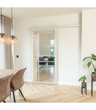 OUTLET: Stalen Schuifdeur - 6 Vlaks - Wit - Helder glas - Luxe design