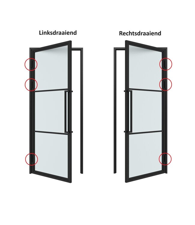OUTLET: Stalen Binnendeur - Zwart - 4 Vlaks - Matglas - Met slot