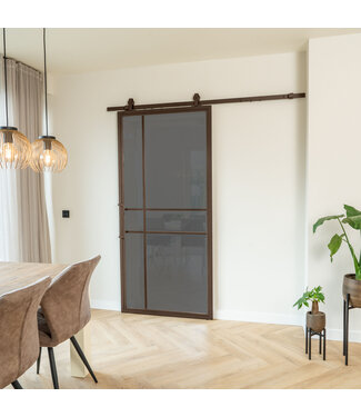 OUTLET: Stalen Schuifdeur - 6 Vlaks - Brons - Rook glas - Luxe design