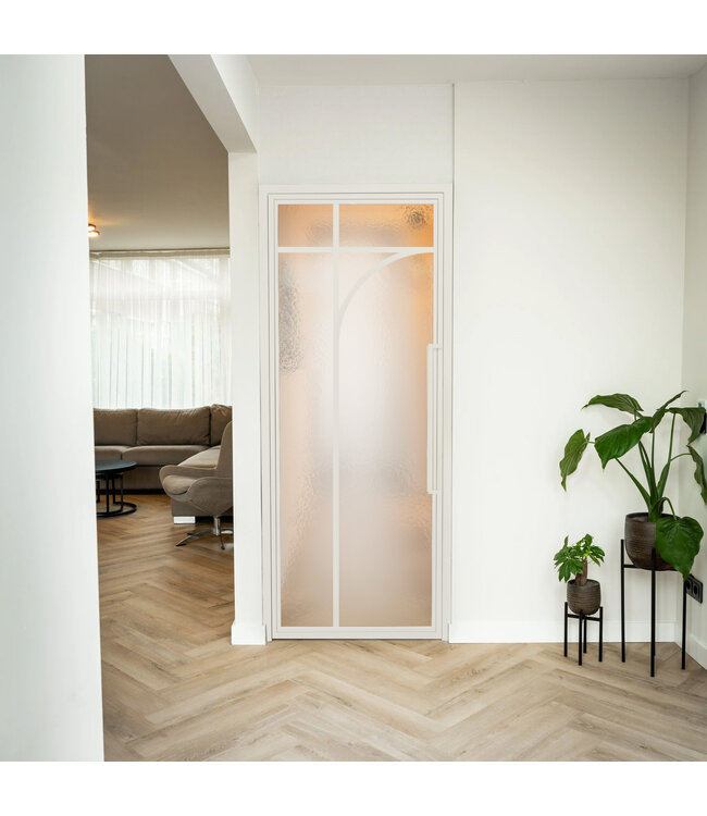Stalen Binnendeur - Wit - 5 Vlaks rond - Helder glas*