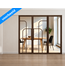 OUTLET: Dubbele stalen taatsdeuren met 1 glaspaneel - Brons - 4 Vlaks rond - 2415x2411 - Helder glas